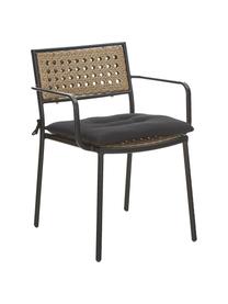 Sedia da giardino in rattan artificiale Paola, Struttura: metallo verniciato a polv, Nero, beige, Larg. 56 x Prof. 59 cm