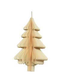 Décorations de sapin de Noël Foresto, 4 élém., Papier, Beige, vert, brun, Ø 9 x haut. 15 cm