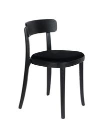 Silla de madera con asiento en terciopelo Brandon, Tapizado: 100% terciopelo de poliés, Asiento: madera contrachapada, Negro, An 46 x F 45 cm