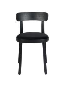 Silla de madera con asiento en terciopelo Brandon, Tapizado: 100% terciopelo de poliés, Asiento: madera contrachapada, Negro, An 46 x F 45 cm