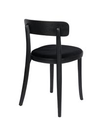 Chaise en bois assise rembourrée en velours Brandon, Noir, larg. 46 x prof. 45 cm