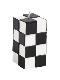 Kaars Tile met tegeleffect, Was, Zwart, wit, B 4 x H 8 cm