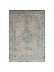 Žinylkový koberec ve vintage stylu Medaillon, Zelená, růžová