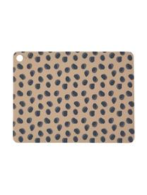 Placemats Leopard, 2 stuks, Siliconen, Karamelbruin, zwart, B 34 x L 45 cm