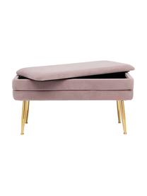 Fluwelen gestoffeerde bank Pavlina met opbergfunctie, Bekleding: polyester fluweel, Frame: MDF, Poten: gepoedercoat metaal, Fluweel mauve, messingkleurig, B 80 x H 42 cm