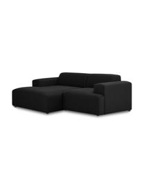 Sofa narożna Melva (3-osobowa), Tapicerka: 100% poliester Dzięki tka, Stelaż: lite drewno sosnowe z cer, Nogi: tworzywo sztuczne, Czarna tkanina, S 239 x G 143 cm, lewostronna