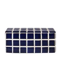 Vaas Tile van dolomietsteen met tegellook in donkerblauw, Dolomietensteen, Donkerblauw, crèmewit, B 25 x H 11 cm