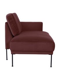 Fluwelen chaise longue Fluente in roodbruin met metalen poten, Bekleding: fluweel (hoogwaardig poly, Frame: massief grenenhout, Poten: gepoedercoat metaal, Bordeauxrood, B 202 x D 85 cm