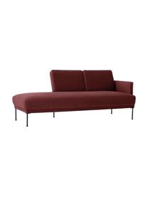 Fluwelen chaise longue Fluente in roodbruin met metalen poten, Bekleding: fluweel (hoogwaardig poly, Frame: massief grenenhout, Poten: gepoedercoat metaal, Bordeauxrood, B 202 x D 85 cm