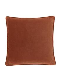 Housse de coussin velours rouille Dana, 100 % velours de coton, Rouille, larg. 50 x long. 50 cm