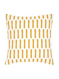 Housse de coussin imprimé graphique Jerry, Coton, Orange, blanc, larg. 40 x long. 40 cm