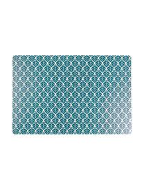 Placemats Bali Leaf, 6 stuks, PVC-kunststof, Blauw, wit, B 30 x L 45 cm