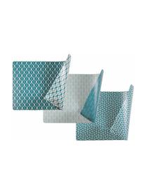Kunststoff-Tischsets Bali Leaf, 6er Set, PVC-Kunststoff, Blau, Weiß, B 30 x L 45 cm