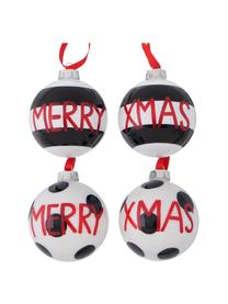 Kerstballenset Tolea, 4-delig, Zwart, wit, rood, Ø 8 cm