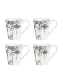 Tazas de café Papaye, 4 uds., Porcelana, Blanco, negro, Ø 10 x Al 11 cm