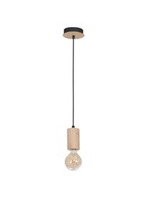 Kleine hanglamp Lines van hout, Houtkleurig, zwart, Ø 6  x H 11 cm