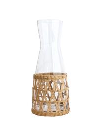 Handgemaakte karaf Wicker met decoratieve vlechtwerk, 1 L, Decoratie: vlechtwerk, Transparant, lichtbruin, 1 L