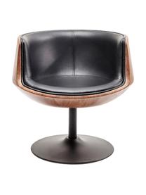 Krzesło obrotowe w stylu retro Club, Tapicerka: sztuczna skóra (100% tkan, Noga: stal powlekana, Czarna sztuczna skóra, S 62 x G 61 cm