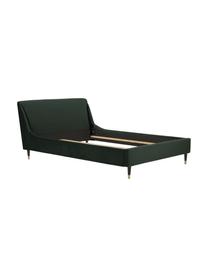 Letto imbottito in velluto verde scuro Nova, Rivestimento: 370 g/m² di velluto di po, Piedini: legno di albero della gom, Velluto verde scuro, 180 x 200 cm