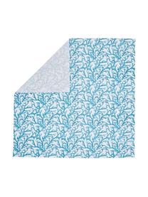 Katoenen tafelkleed Estran met koraalprint, Katoen, Blauw, wit, Voor 4 - 6 personen (B 160 x L 160 cm)