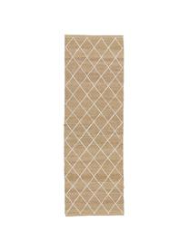 Tapis de couloir jute fait main Kunu, 100 % jute, Brun, blanc, larg. 80 x long. 250 cm