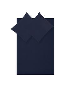 Perkal dekbedovertrek Elsie, Weeftechniek: perkal Draaddichtheid 200, Donkerblauw, B 200 x L 200 cm, 3-delig