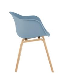 Silla con reposabrazos Claire, Asiento: plástico, Patas: madera de haya, Asiento: azul Patas: madera de haya, An 61 x F 58 cm