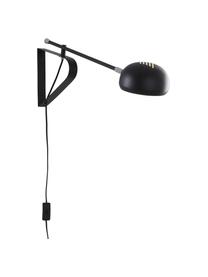 Grote verstelbare wandlamp Lincon met stekker, Lampenkap: gelakt metaal, Decoratie: metaal, Zwart, D 80 x H 21 cm