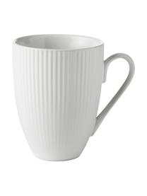 Weiße Kaffeetassen Groove mit Rillenstruktur, 4 Stück, Steingut, Weiß, Ø 9 x H 11 cm, 300 ml