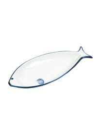 Sada servírovacích talířů z porcelánu Fish, 2 díly, Porcelán, Bílá, modrá, D 18 cm, Š 8 cm