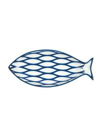 Sada servírovacích talířů z porcelánu Fish, 2 díly, Porcelán, Bílá, modrá, D 18 cm, Š 8 cm