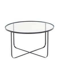 Metall-Couchtisch Harper mit Glasplatte, Gestell: Metall, pulverbeschichtet, Tischplatte: Glas, Schwarz, Ø 80 x H 43 cm