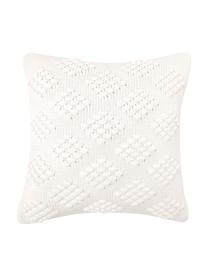 Pletený povlak na polštář se strukturálním vzorem Kelly, Bavlna, Krémově bílá, Š 40 cm, D 40 cm