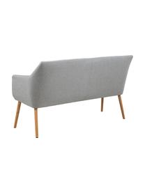 Panca con schienale in tessuto grigio Nora, Rivestimento: 100% poliestere, Struttura: legno di quercia, Rivestimento: grigio Struttura: legno di quercia, Larg. 159 x Alt. 86 cm