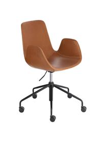 Biurowe krzesło obrotowe ze sztucznej skóry Yolanda, Tapicerka: sztuczna skóra, Stelaż: stal, powlekany, Brązowy, czarny, S 66 x G 72 cm