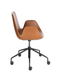 Chaise de bureau cuir synthétique Yolanda, hauteur réglable, Brun, noir