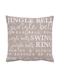 Baumwoll-Kissenhülle Jingle Bells, 100% Baumwolle, Beige, gemustert, B 45 x L 45 cm