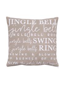 Katoenen kussenhoes Jingle Bells, 100% katoen, Beige, B 45 x L 45 cm