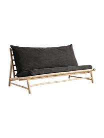 Bamboe loungebank Bamslow met bekleding, Frame: bamboe, Bekleding: 100% katoen, Donkergrijs, bruin, 160 x 87 cm