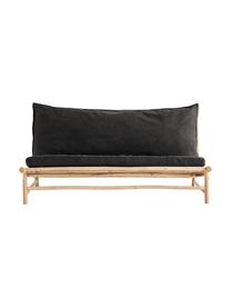 Sofa wypoczynkowa drewna bambusowego Bamslow, Stelaż: drewno bambusowe, Tapicerka: 100% bawełna, Ciemny szary, brązowy, S 160 x G 87 cm