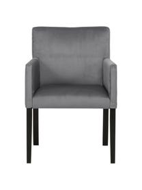 Krzesło z podłokietnikami z aksamitu Boston, Tapicerka: aksamit (wysokiej jakości, Nogi: lite drewno bukowe, lakie, Aksamitny ciemny szary, S 60 x G 60 cm