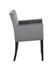 Krzesło z podłokietnikami z aksamitu Boston, Tapicerka: aksamit (wysokiej jakości, Nogi: lite drewno bukowe, lakie, Aksamitny ciemny szary, S 60 x G 60 cm