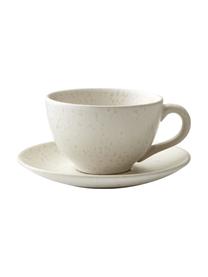 Tasse avec sous-tasse en grès Bizz, Beige clair