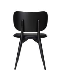 Sedia in pelle con gambe in legno Rocker, fatta a mano, Struttura: legno di faggio certifica, Nero, Larg. 52 x Prof. 44 cm