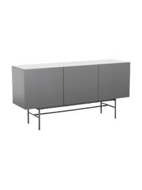 Modern dressoir Anders met deuren in grijs, Frame: gelakt MDF, Poten: gepoedercoat metaal, Frame: grijs. Poten: mat grijs, 160 x 80 cm