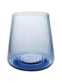 Waterglazen Linea met groefreliëf, 4 stuks, Glas, Blauw, Ø 9 x H 10 cm, 430 ml