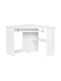 Bureau d'angle blanc avec tablette pour clavier Roman, Plateau en fibres de bois à densité moyenne, laqué, avec rails en métal, Blanc, mat, larg. 127 x prof. 89 cm