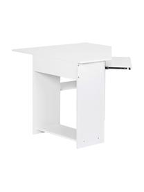 Bureau d'angle blanc avec tablette pour clavier Roman, Plateau en fibres de bois à densité moyenne, laqué, avec rails en métal, Blanc, mat, larg. 127 x prof. 89 cm