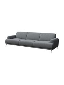 Sofa Puzo (3-osobowa), Tapicerka: 100% poliester, Nogi: metal lakierowany, Jasny szary, S 240 x G 84 cm