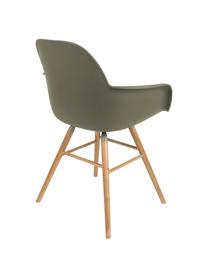 Silla con reposabrazos Albert Kuip, Asiento: polipropileno, Patas: madera de fresno, Asiento: verde Patas: ceniza, An 59 x Al 82 cm